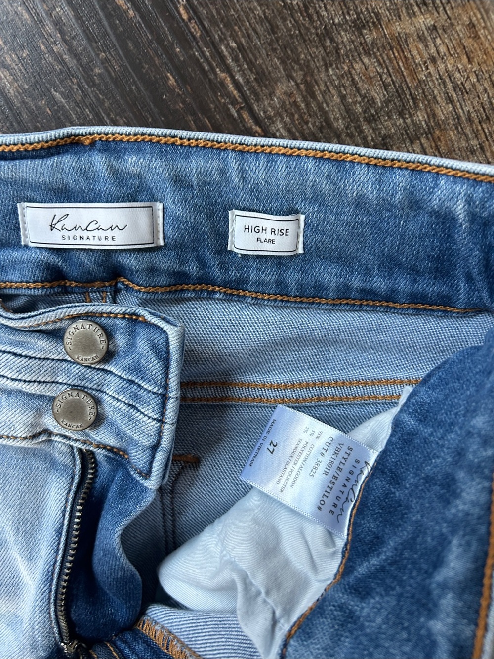 KanCan Light Blue High-Rise Flare Jeans with Frayed Hem - Picture 2 of 4